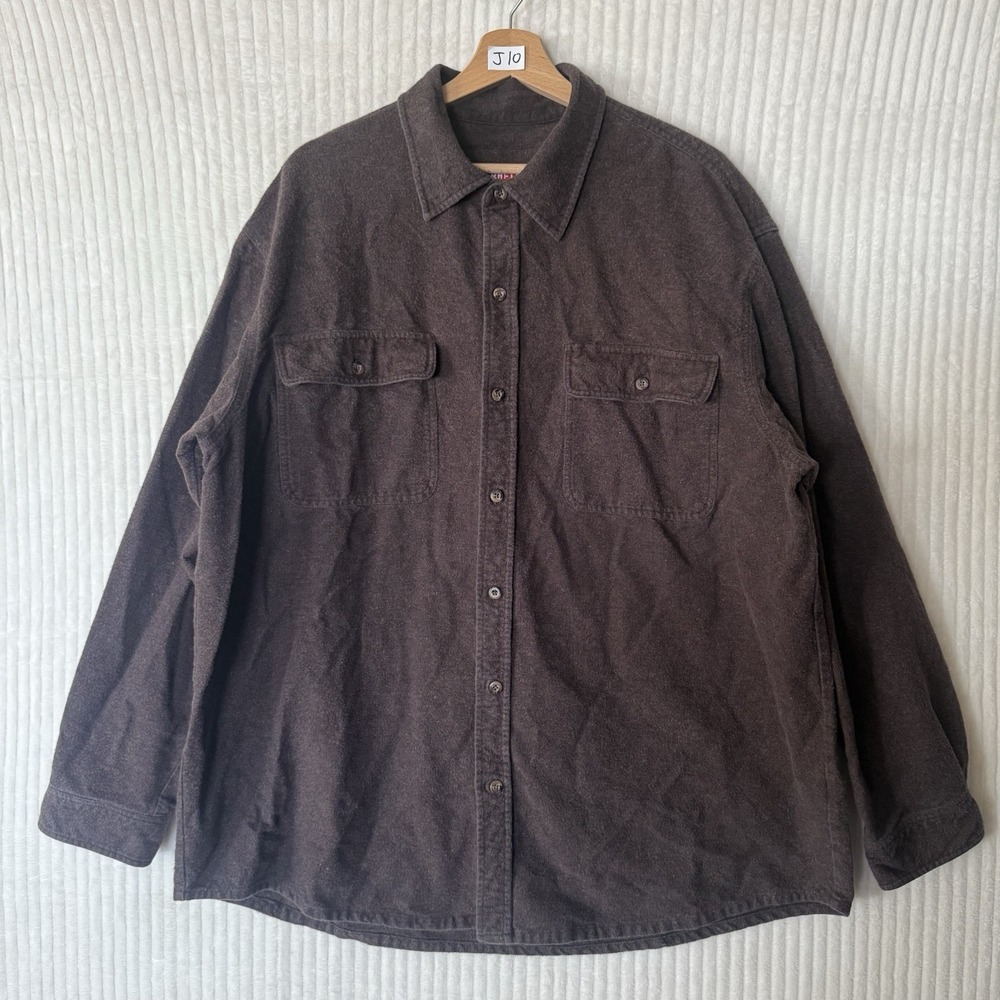 Craftsman Cotton Brown Button Up Long Sleeve Men's Sz XXL Workshirt